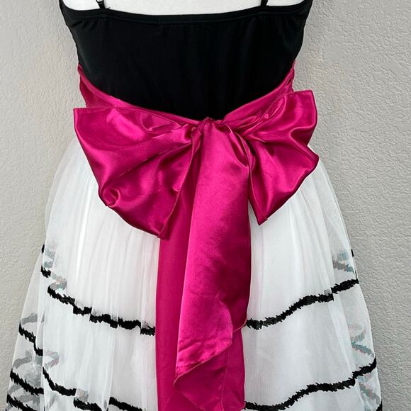 Trixxi White Black Pink Sparkle Glitter Sleeveless Tulle Party Mini Dress Jr Med - Picture 11 of 15
